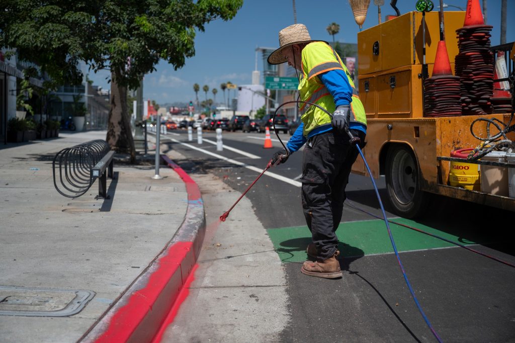 spraying curb red